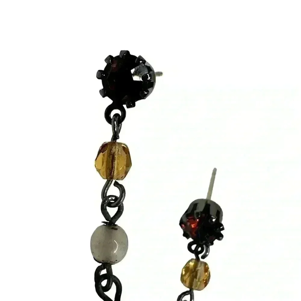 Beaded dangle earrings with topaz studs women’s jewelry